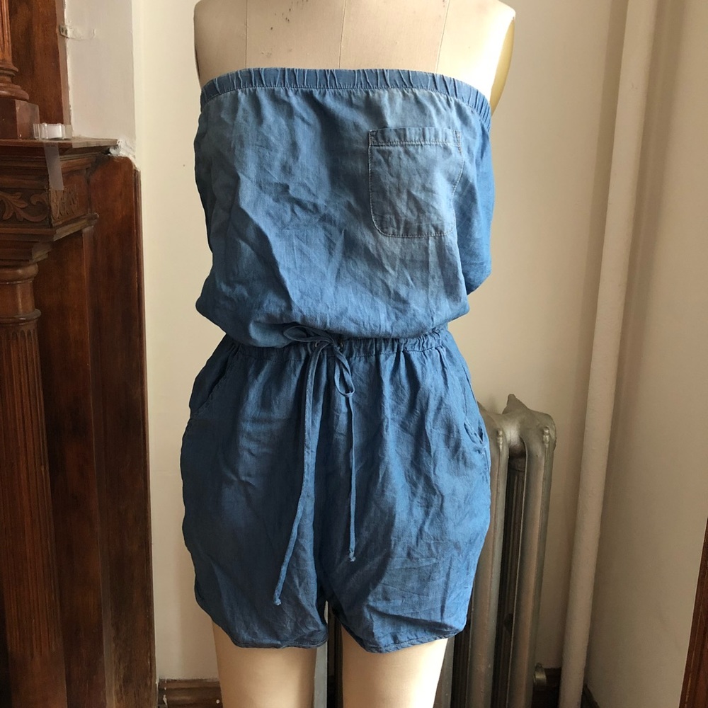 Chambray Strapless Romper